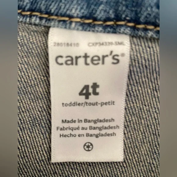 Carter's  Blue Jean Denim Jacket Medium Wash 4T - Picture 2 of 5